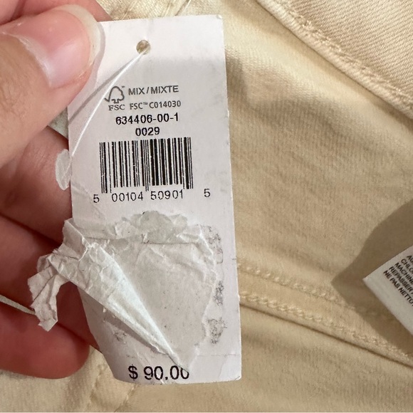 Banana Republic High-Rise Straight Wide-Leg Crop Off-White/Cream Cuff Denim Jean - Picture 6 of 6